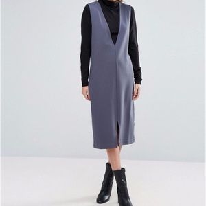ASOS Selected Deep V Pinafore Dress